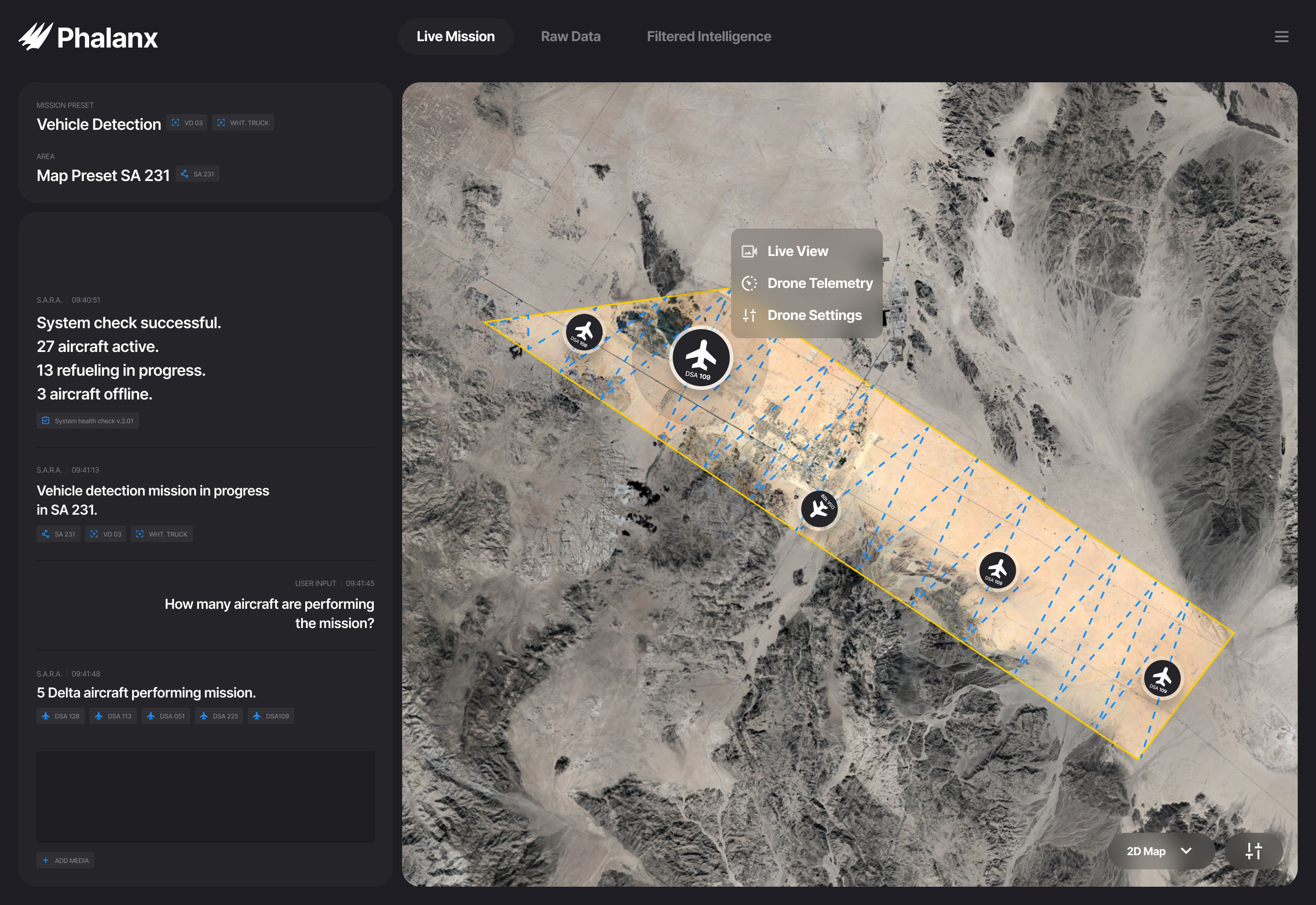 Phalanx Mission Interface Screen 1